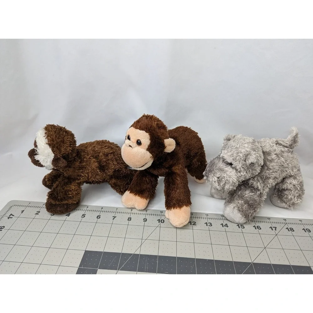 Aurora Monkey Chimp Hippo Plush‎ Lot 6 7 Inch Brown Gray Stuffed Animal Toy